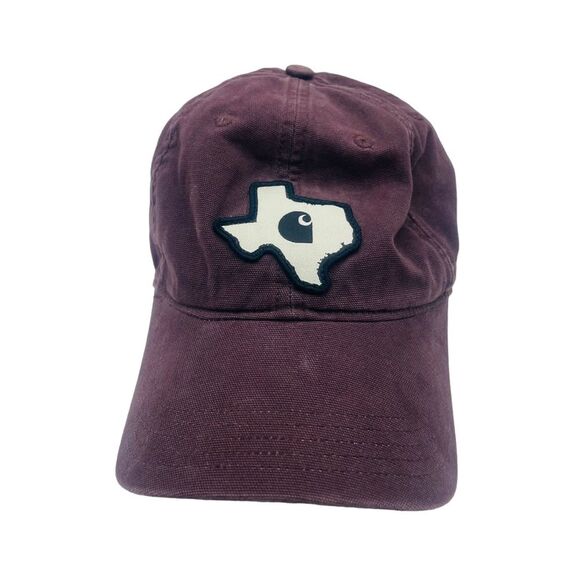 Maroon Brown Carhartt Force Cotton Canvas Texas State Patch Hat Cap - Picture 1 of 6